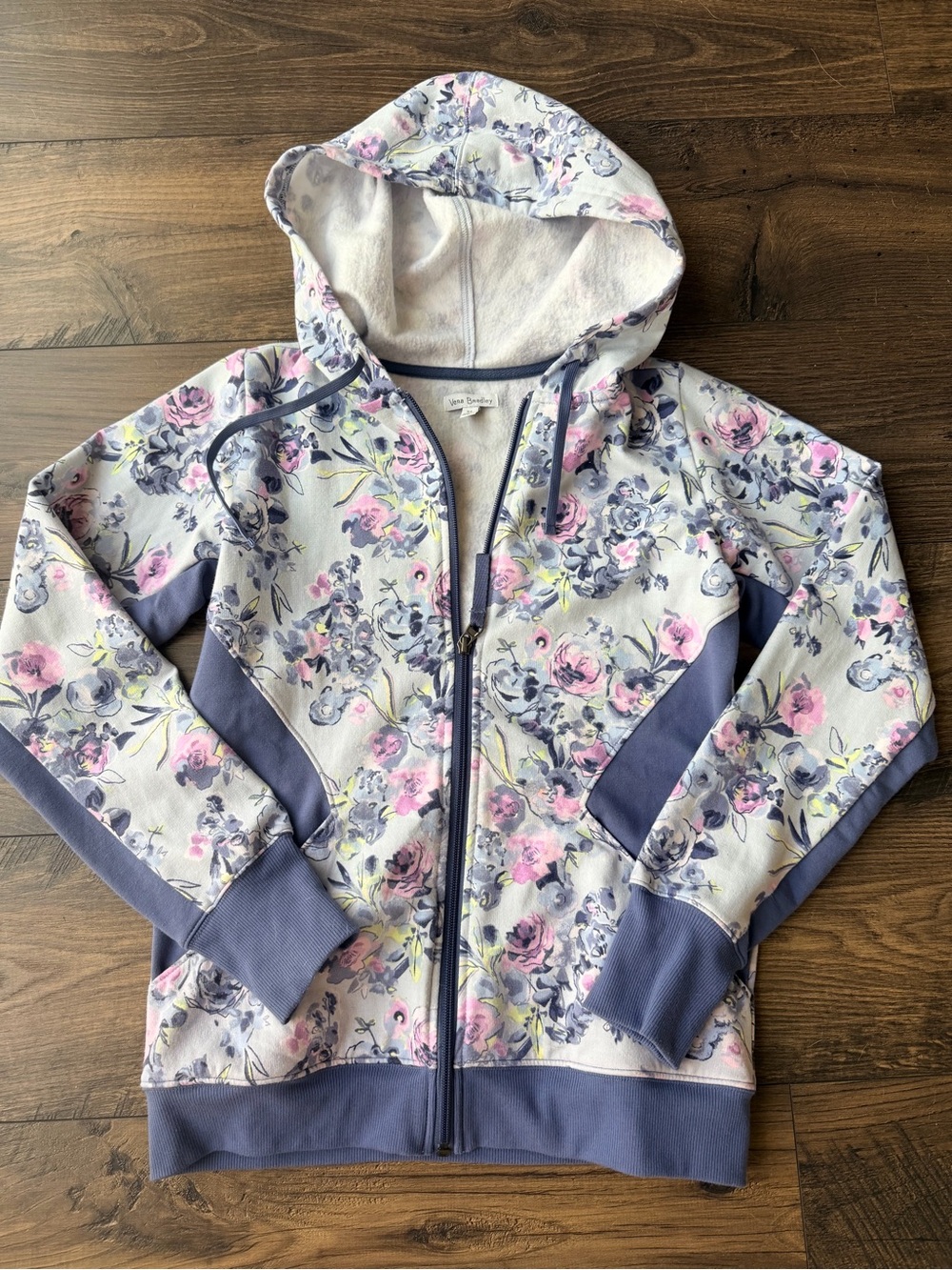 Vera Bradley Lavender Floral Zip Hoodie with Purple Trim